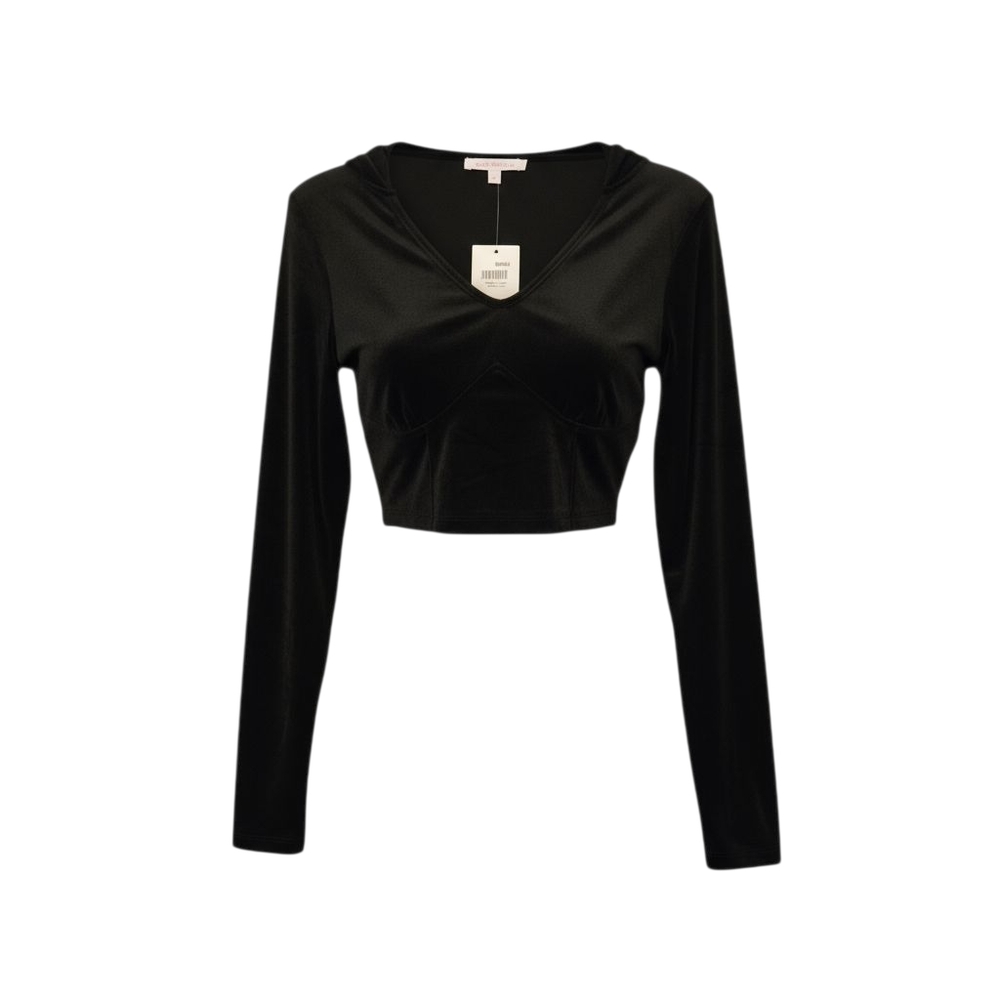 Hot & Delicious Black V-Neck Crop Top